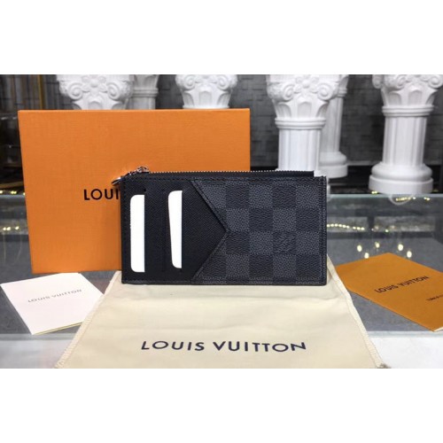Louis Vuitton N64038 Coin Card Holder in Damier Graphite Canvas Louis Vuitton N64038 Coin Card Holder in Damier Graphite Canvas