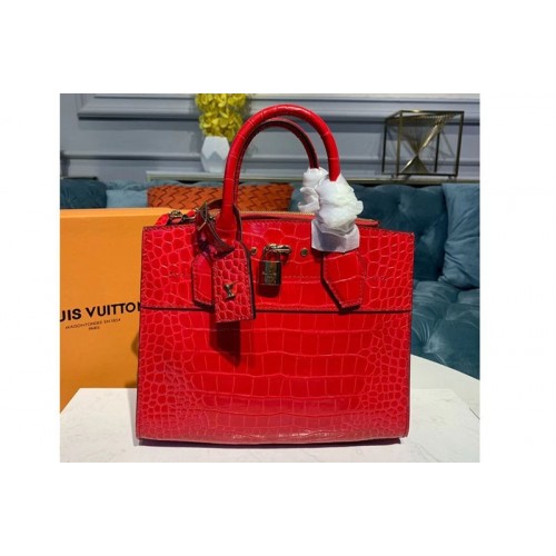 Louis Vuitton N94479 City Steamer PM Bags Red Crocodilien Brillant Leather