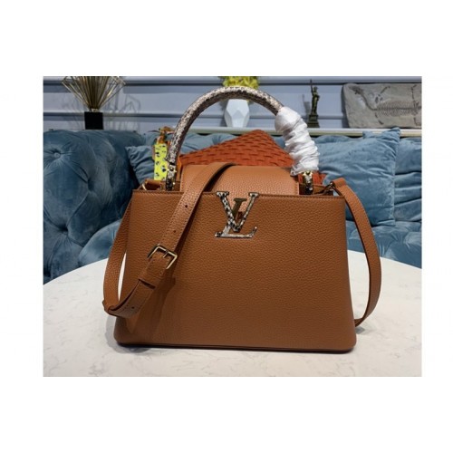 Louis Vuitton N93799 Capucines PM Bag in Gold Taurillon Leather