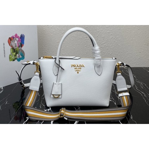 Prada 1BA111 Should Strap Bag in White Leather Prada 1BA111 Should Strap Bag in White Leather