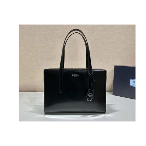 Prada 1BA350 Prada Re-Edition 1995 brushed-leather medium handbag in Black Leather