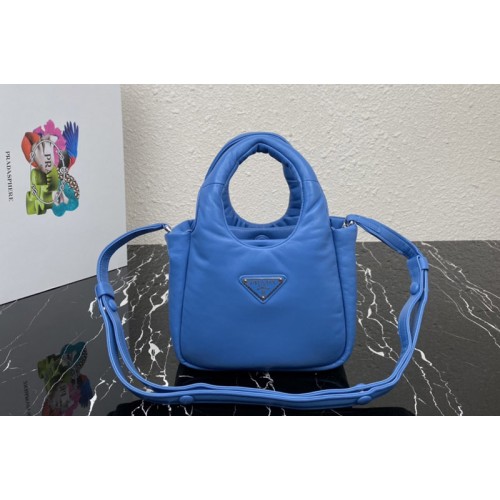 Prada 1BA359 Small padded Prada Soft nappa-leather bag in Blue Leather Prada 1BA359 Small padded Prada Soft nappa-leather bag in Blue Leather