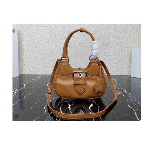 Prada 1BA381 Prada Moon padded nappa-leather bag in Brown Leather