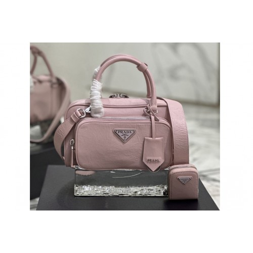 Prada 1BB099 Antique nappa leather multi-pocket top-handle bag in Pink Leather Prada 1BB099 Antique nappa leather multi-pocket top-handle bag in Pink Leather