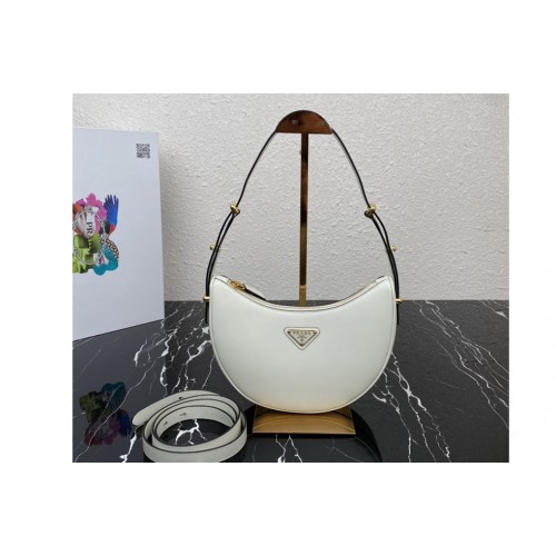 Prada 1BC194 Prada Arque leather shoulder bag in White Leather