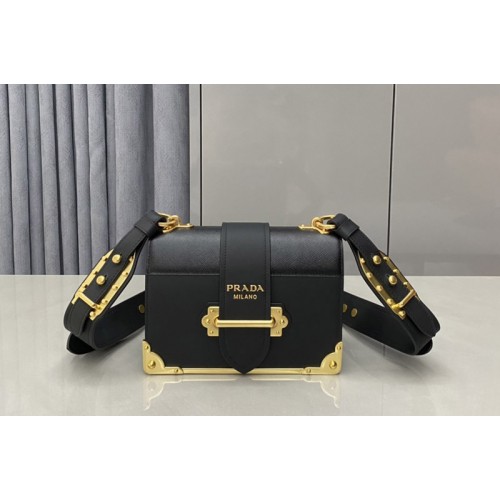 Prada 1BD045 Prada Cahier leather bag in Black Leather