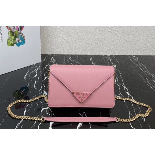 Prada 1BD318 Saffiano leather shoulder bag in Pink Leather