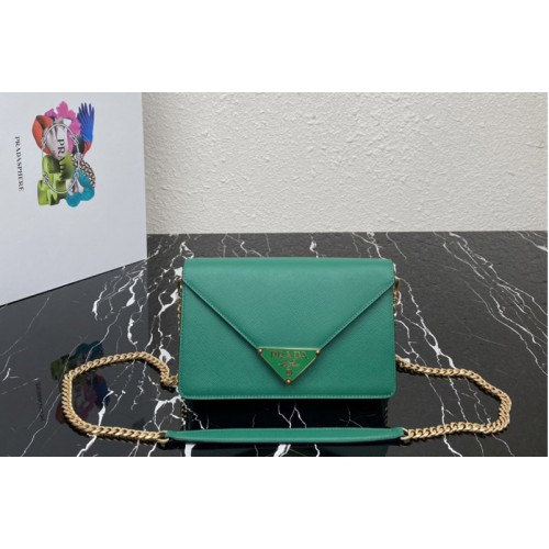 Prada 1BD318 Saffiano leather shoulder bag in Green Leather Prada 1BD318 Saffiano leather shoulder bag in Green Leather