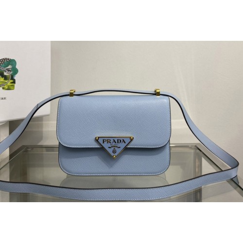 Prada 1BD320 Prada Emblème Saffiano shoulder bag in Blue Leather