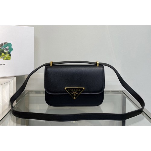 Prada 1BD320 Prada Emblème Saffiano shoulder bag in Black Leather