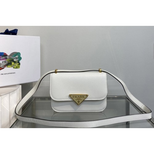 Prada 1BD320 Prada Emblème Saffiano shoulder bag in White Leather Prada 1BD320 Prada Emblème Saffiano shoulder bag in White Leather