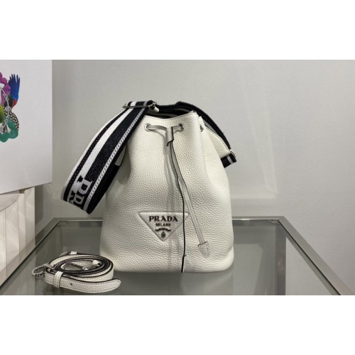 Prada 1BE060 Leather bucket bag in White Leather Prada 1BE060 Leather bucket bag in White Leather