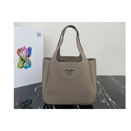 Prada 1BG335 Medium leather tote Bag in Grey Leather