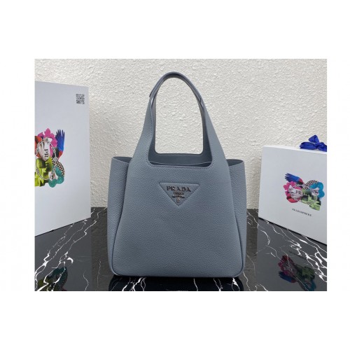 Prada 1BG335 Medium leather tote Bag in Blue Leather