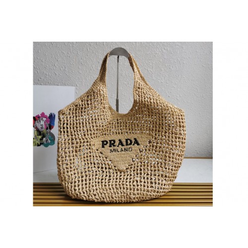 Prada 1BG424 Crochet tote bag in Natural Straw wicker
