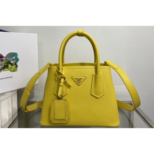 Prada 1BG443 Prada Double Saffiano leather mini bag in Yellow Leather
