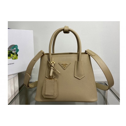 Prada 1BG443 Prada Double Saffiano leather mini bag in Beige Leather