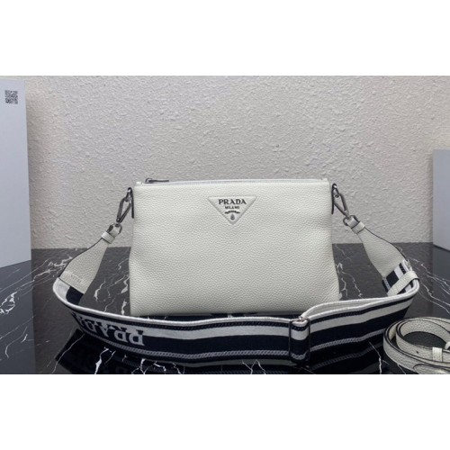 Prada 1BH050 Leather shoulder bag in White Leather
