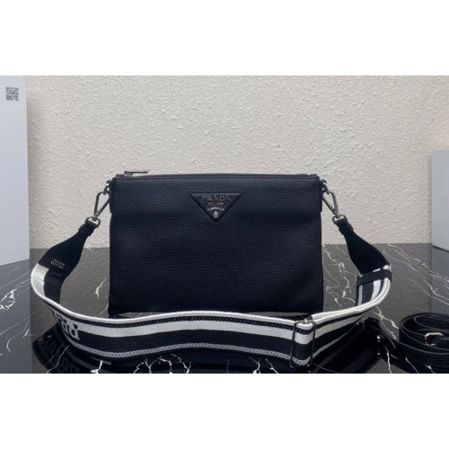 Prada 1BH050 Leather shoulder bag in Black Leather