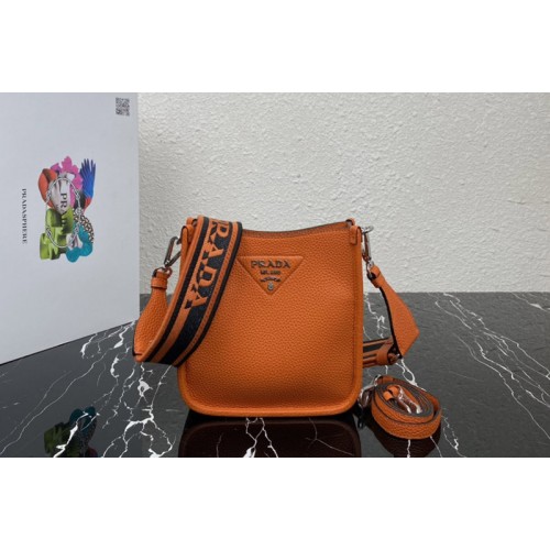 Prada 1BH191 Leather mini shoulder bag in Orange Leather