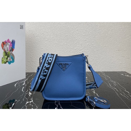 Prada 1BH191 Leather mini shoulder bag in Blue Leather