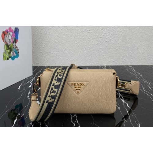 Prada 1BH194 Leather shoulder bag in Beige Leather