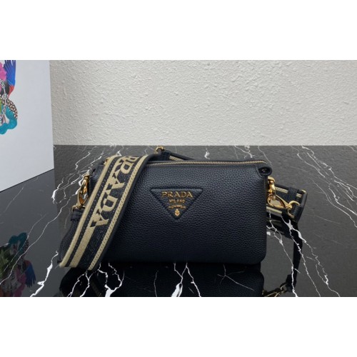 Prada 1BH194 Leather shoulder bag in Black Leather