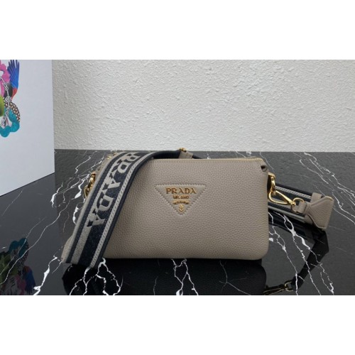 Prada 1BH194 Leather shoulder bag in Gray Leather