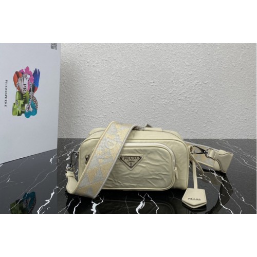 Prada 1BH198 Nappa antique leather multi-pocket shoulder bag in Beige Leather Prada 1BH198 Nappa antique leather multi-pocket shoulder bag in Beige Leather