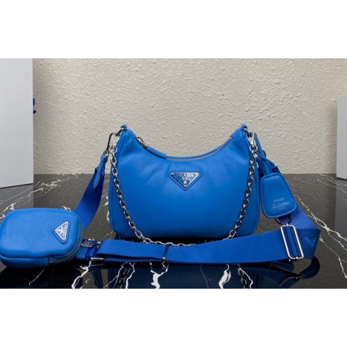 Prada 1BH204 Prada Re-Edition 2005 Soft leather bag in Blue Leather Prada 1BH204 Prada Re-Edition 2005 Soft leather bag in Blue Leather
