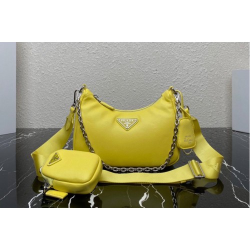 Prada 1BH204 Prada Re-Edition 2005 Soft leather bag in Yellow Leather Prada 1BH204 Prada Re-Edition 2005 Soft leather bag in Yellow Leather