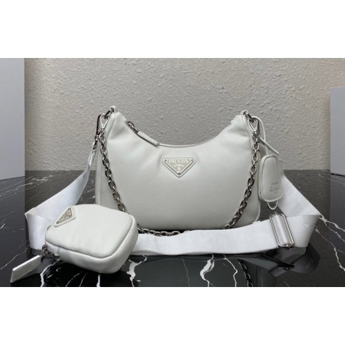 Prada 1BH204 Prada Re-Edition 2005 Soft leather bag in White Leather Prada 1BH204 Prada Re-Edition 2005 Soft leather bag in White Leather