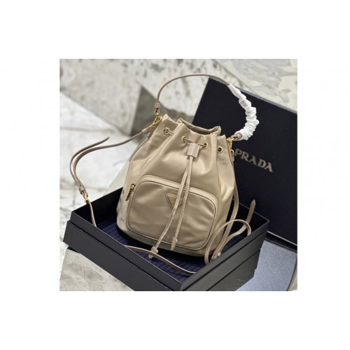 Prada 1N1864 Re-Nylon bucket bag in Beige Nylon