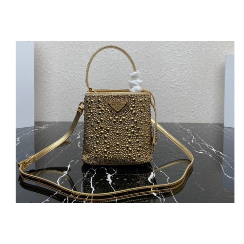 Prada 1BA373 Prada Panier satin bag with crystals in Platinum Prada 1BA373 Prada Panier satin bag with crystals in Platinum