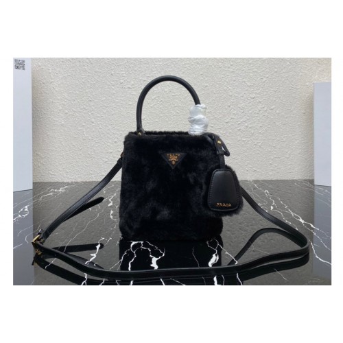 Prada 1BA373 Prada Panier shearling mini-bag in Black shearling Prada 1BA373 Prada Panier shearling mini-bag in Black shearling