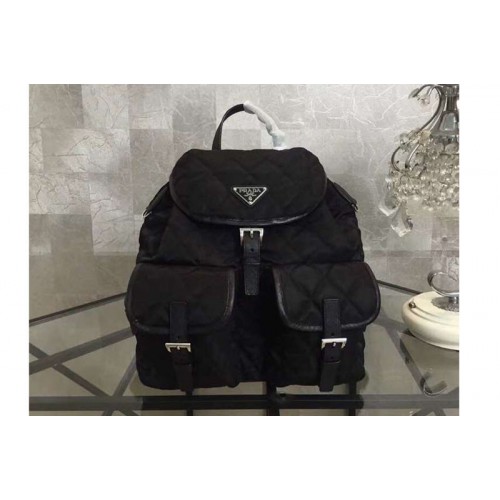 Prada 1BZ811 Quilted fabric backpack Black