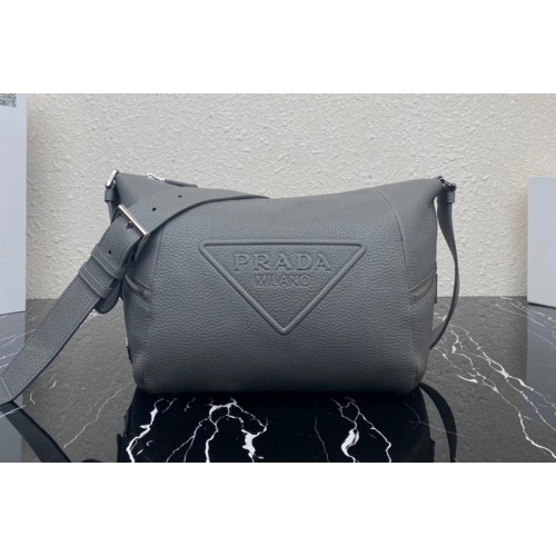 Prada 2VH165 Leather bag with shoulder strap in Grey Leather Prada 2VH165 Leather bag with shoulder strap in Grey Leather