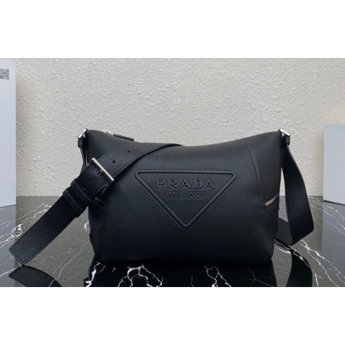 Prada 2VH165 Leather bag with shoulder strap in Black Leather