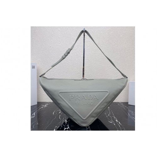 Prada 2VY007 Large leather Prada Triangle bag in Grey Leather