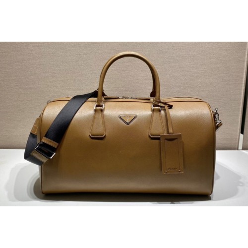 Prada 2VC018 Saffiano Leather Travel Bag in Cinnamon Leather