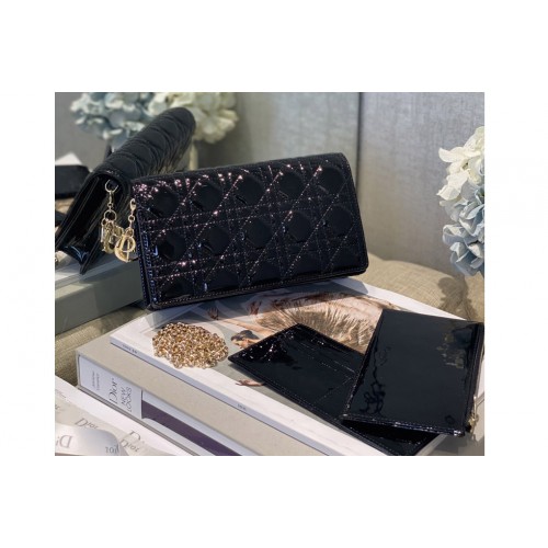 Dior S0204 Lady Dior pouchin Black Patent Cannage Calfskin