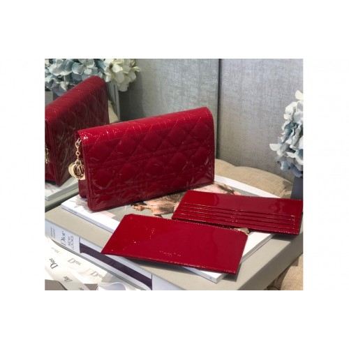 Dior S0204 Lady Dior pouch in Red Patent Cannage Calfskin Dior S0204 Lady Dior pouch in Red Patent Cannage Calfskin