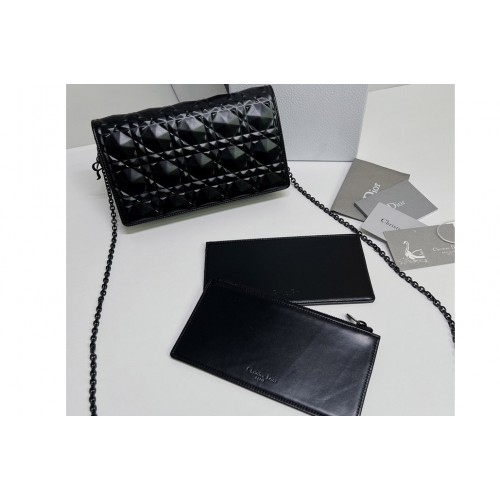 Christian Dior S0204 Lady Dior pouch in Black Cannage Calfskin with Diamond Motif