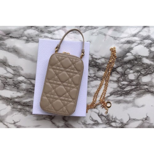 Dior S0872 Lady Dior phone holder in Beige Cannage Lambskin