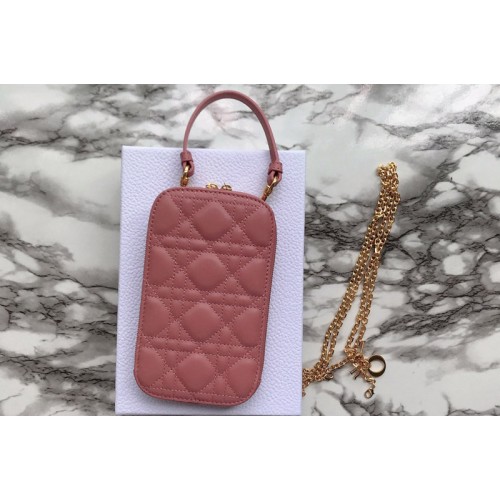 Dior S0872 Lady Dior phone holder in Pink Cannage Lambskin Dior S0872 Lady Dior phone holder in Pink Cannage Lambskin