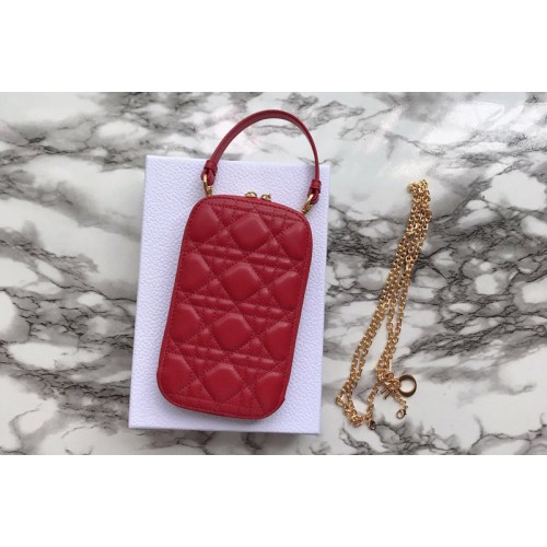 Dior S0872 Lady Dior phone holder in Red Cannage Lambskin Dior S0872 Lady Dior phone holder in Red Cannage Lambskin