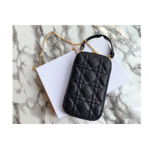 Dior S0872 Lady Dior phone holder in Black Cannage Lambskin