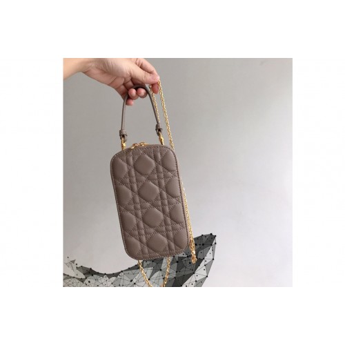 Dior S0872 Lady Dior phone holder in Gray Cannage Lambskin Dior S0872 Lady Dior phone holder in Gray Cannage Lambskin