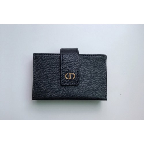 Christian Dior S2058 30 Montaigne 5-gusset card holder in Black Grained Calfskin
