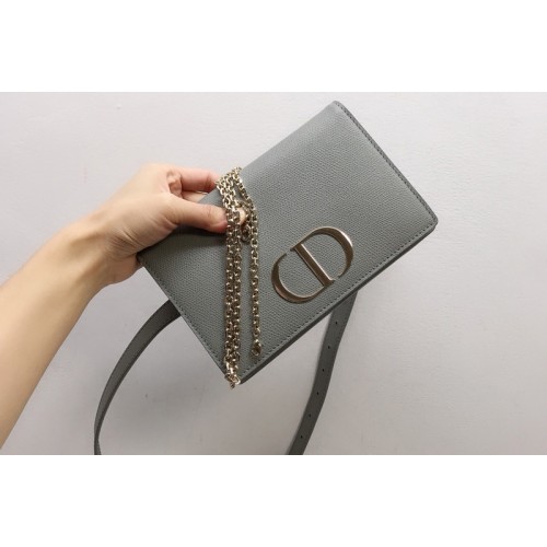 Christian Dior 30 Montaigne 2-in-1 pouch S2086 in Gray Calfskin